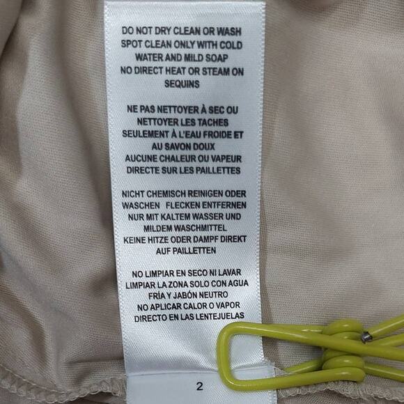 ADRIANNA PAPELL SZ 2 beige 3d floral beaded knee length nwt $249  b118 *flaw - Picture 6 of 11